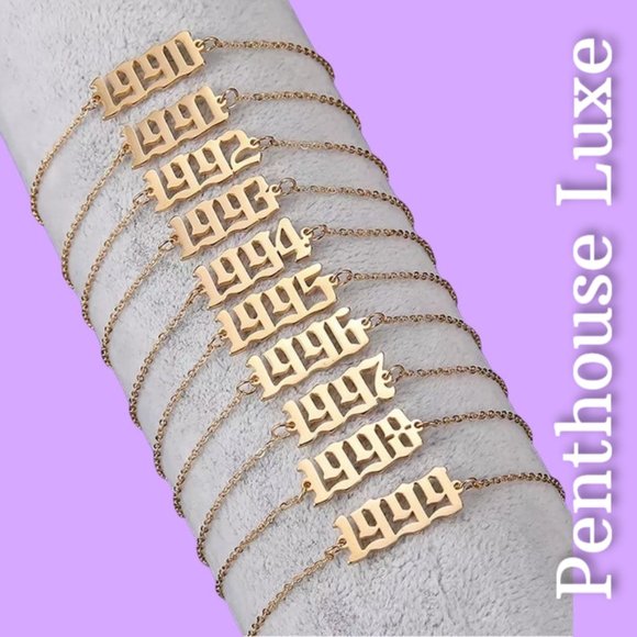 FINAL RESTOCK! 1982-2000 Birth Year Retro Gold Ankle Bracelet - Picture 2 of 3